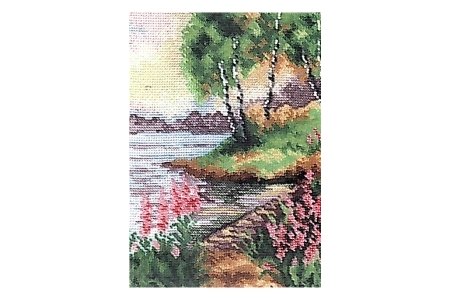 Набор для вышивания крестом Чаривна мить Мост в розовых цветах, 15*21см