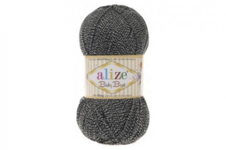 Пряжа Alize Baby best черный-белый (601), 90%акрил/10%бамбук, 240м, 100г