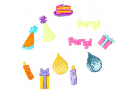Набор пуговиц декоративных пластиковых День Рождения, 7шт, 2-4см