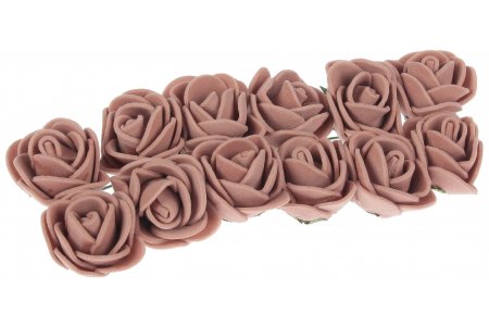 Цветы из фоамирана на проволоке Роза, кофейный, 2,5см, 12шт
