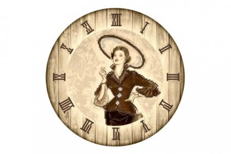 Канва с рисунком для вышивки бисером GLURIYA Часы-Ретро, 25*25см