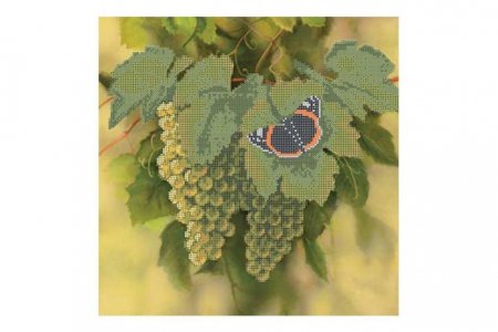 Канва с рисунком для вышивки бисером GLURIYA Зелёный виноград, 30*30см