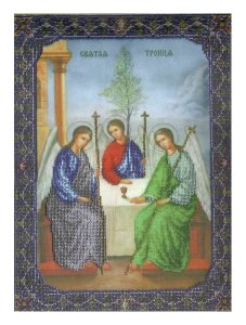 Набор для вышивания бисером ЧАРИВНА МИТЬ Икона пресвятой Троицы, с нанесенным рисунком, 27*36,5см