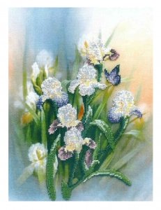 Набор для вышивания бисером ЧАРИВНА МИТЬ Любимые цветы, с нанесенным рисунком, 23*31,5см