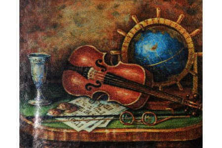 Мозаичная картина стразами АЛМАЗНАЯ ЖИВОПИСЬ Скрипка и глобус