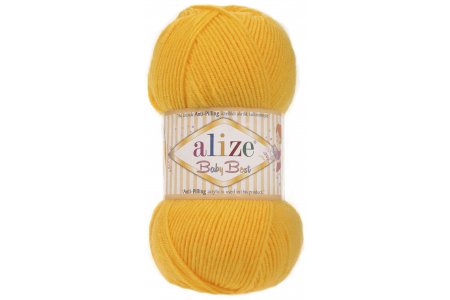 Пряжа Alize Baby best желтый (216), 90%акрил/10%бамбук, 240м, 100г
