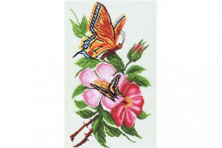 Канва с рисунком для вышивки крестом МАТРЕНИН ПОСАД Бабочка на цветке, 18*29см