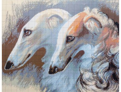 Схема для вышивки крестом цветная, Борзые собаки, 30*42см