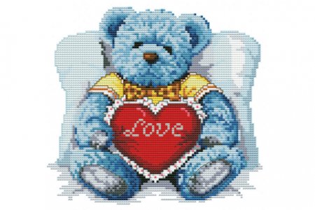 Набор для вышивания крестом БЕЛОСНЕЖКА Медвежонок с сердцем, 30*30см