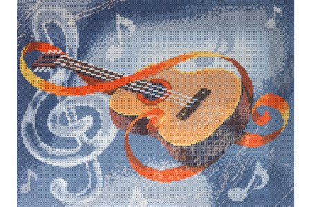 Ткань с рисунком для вышивки бисером КАРОЛИНКА Гитара, 36,5*27,6см