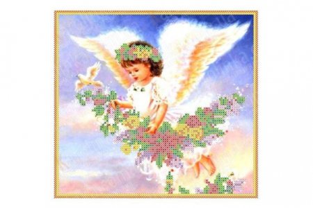 Ткань с рисунком для вышивки бисером КАРОЛИНКА Парящий ангел, 18,5*24см