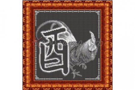 Ткань с нанесенным рисунком для вышивки бисером КАРОЛИНКА Год петуха, 29,7*42см