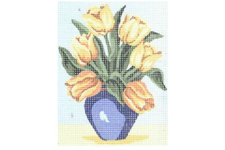Канва с рисунком COLLECTION D*ART Желтые тюльпаны, 18*14см