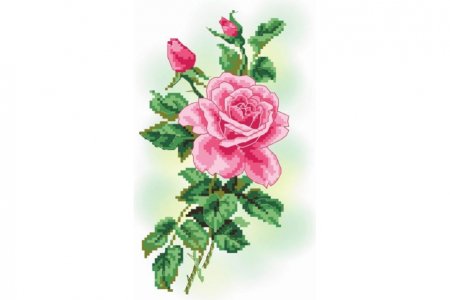 Канва с рисунком для вышивания крестом ИСКУСНИЦА Нежная роза, 20*30см