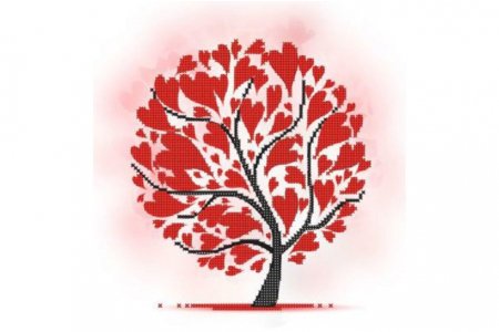 Канва с рисунком для вышивки бисером GLURIYA Дерево любви, 30*30см