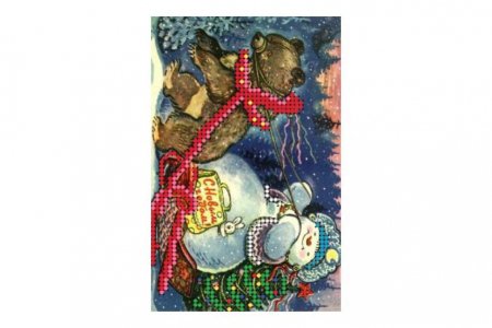 Канва с рисунком для вышивки бисером GLURIYA Новогоднее чудо, 9*14см