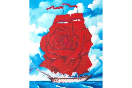 Канва с рисунком для вышивки бисером GLURIYA Морская роза, 40*30см