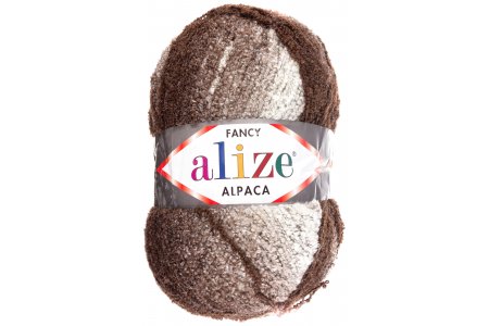 Пряжа Alize Rainbow бело-коричневый (1009), 60%акрил/15%шерсть/15%альпака/10%полиэстер, 875м, 350г