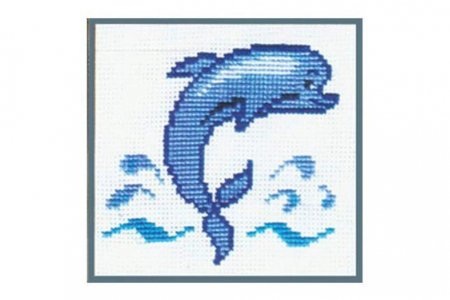 Набор для вышивания крестом ИНКОМТЕХ Дельфин, 15*15см