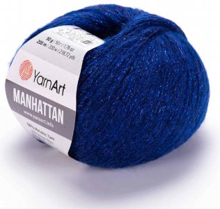 Пряжа Yarnart Manhattan синий (914), 7%шерсть/7%вискоза/30%акрил/56%металлик, 200м, 50г