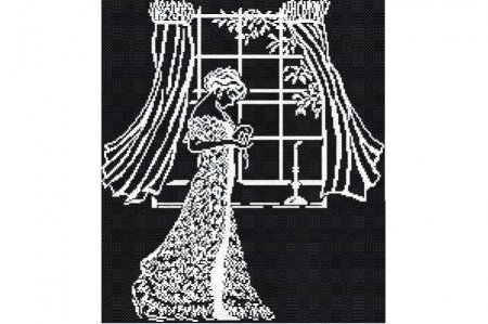 Набор для вышивания крестом МП Студия Дама у окна, белое на черном, 36*36см