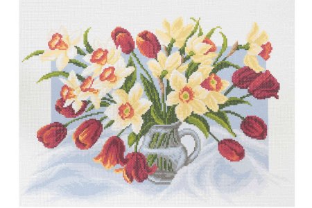 Канва с рисунком МАТРЕНИН ПОСАД Весенние цветы, 33*45см