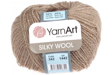 Пряжа Yarnart Silky wool серо-бежевый (342), 65%шерсть мериноса/35%искусственный шелк, 190м, 25г