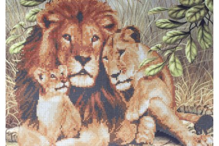 Ткань с рисунком для вышивки бисером КАРОЛИНКА Львы, 25,6*35,7см