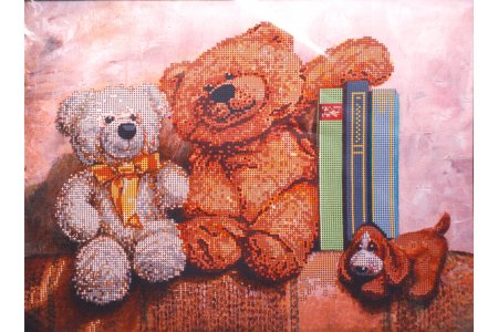 Канва с рисунком для вышивки бисером GLURIYA Плюшевые медведи 2, 42*27,7см