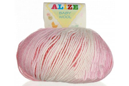 Пряжа Alize Baby Wool Batik розово-белый (3565), 40%шерсть/20%бамбук/40%акрил, 175м, 50г