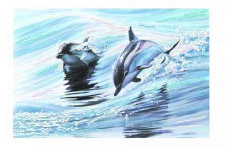 Канва с рисунком для вышивки бисером МАТРЕНИН ПОСАД Дельфины, 19*29см