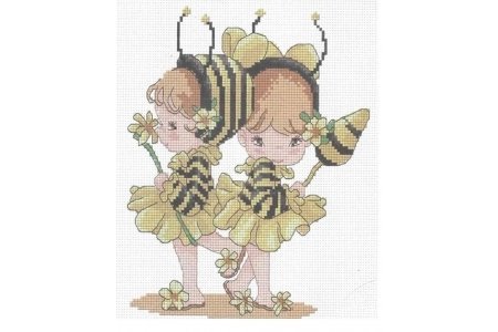 Набор для вышивания крестом Pinn Девочки-пчелки, 18*21см