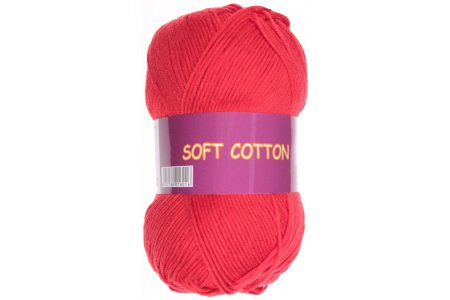 РАСПРОДАЖА Пряжа 100% хлопок Soft Cotton VITA cotton красный (1828), 175м, 50г