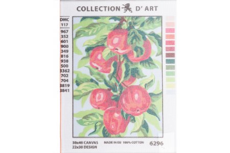 Канва с рисунком COLLECTION D*ART Красные яблоки, 22*30см