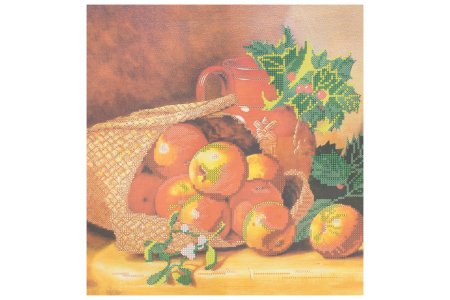 Холст с рисунком для вышивки бисером АБРИС АРТ Корзина с яблоками, 30*30см