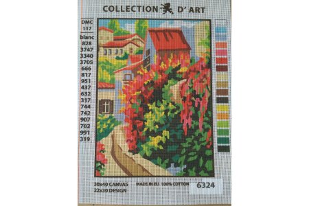 Канва с рисунком COLLECTION D*ART Городок в цвету, 22*30см