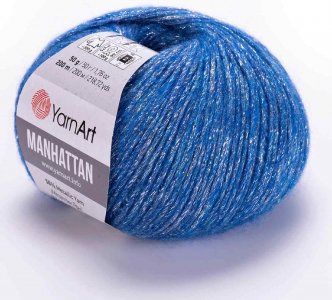Пряжа Yarnart Manhattan голубой (907), 7%шерсть/7%вискоза/30%акрил/56%металлик, 200м, 50г