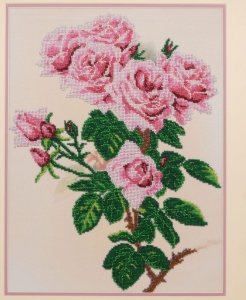 Набор для вышивания бисером АЖУР по мотивам картины Поля де Лонгпре Розы и шмели, с нанесенным рисунком, 30*40см