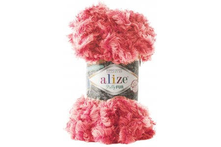 Пряжа Alize Puffy Fur ярко-розовый (6115), 100%микрополиэстер, 6м, 100г