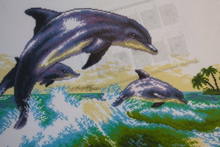 Канва с рисунком для вышивки крестом МАТРЕНИН ПОСАД Дельфин, 27*41см