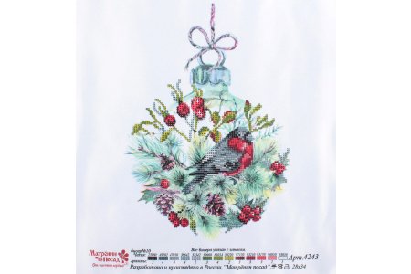 Канва с рисунком для вышивки бисером МАТРЕНИН ПОСАД Рождественский шар, 19*28см