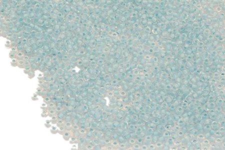 Бисер чешский круглый PRECIOSA 8/0 прозрачный/с цветной серединкой фосфоресцентный голубой (68132), 50г