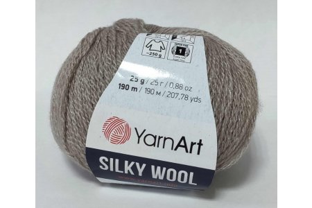 Пряжа Yarnart Silky wool бежевый (337), 65%шерсть мериноса/35%искусственный шелк, 190м, 25г