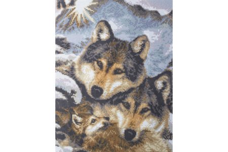 Ткань с рисунком для вышивки бисером КАРОЛИНКА Семья волков, 27*35см