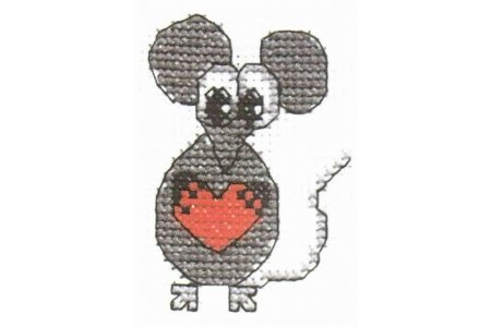 Набор для вышивания крестом КЛАРТ Мышонок с сердечком, 5*7см