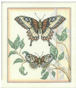 Набор для вышивания крестом РТО Тандем красивых бабочек, 20*23см