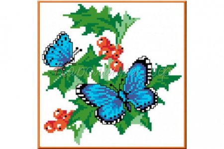 Набор для вышивания крестом Каролинка Бабочки на смородине, с нанесенным рисунком, 14,7*13,5см