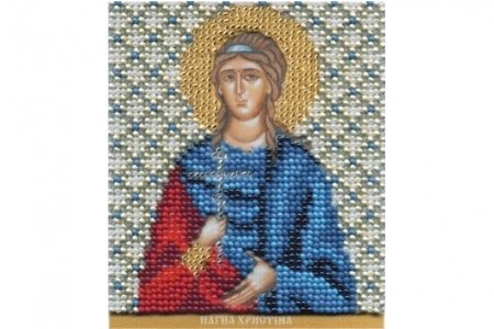 Набор для вышивания бисером ЧАРИВНА МИТЬ Икона святая мученица Христина, с нанесенным рисунком, 9*11см