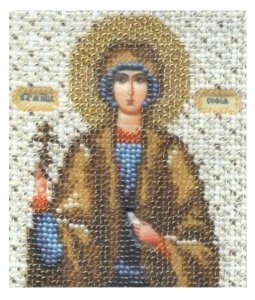 Набор для вышивания бисером ЧАРИВНА МИТЬ Икона Св. мученицы Софии, с нанесенным рисунком, 9*11см
