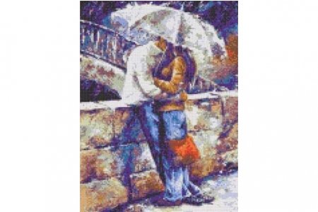 Канва с рисунком для вышивки крестом КАРОЛИНКА, Двое под зонтом, 23*30см